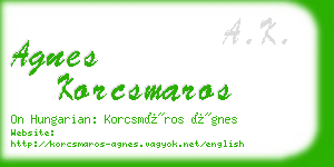 agnes korcsmaros business card